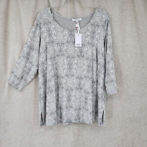 Rose and Olive Gray Scoop Neck Blouse Dressy Tee Women's Plus Size 3X
